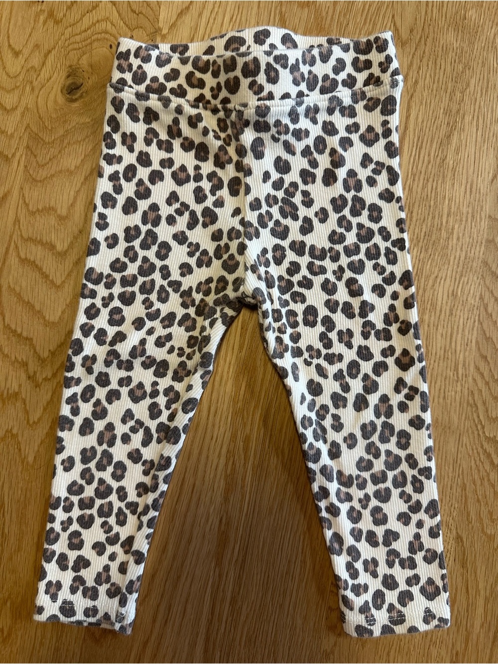 Zara toddle Leopard Print Ribbed Leggings - Cream & Brown 1 1/2 years